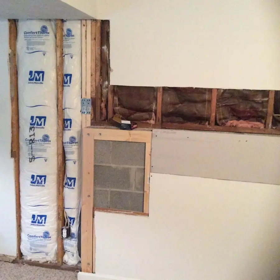 Wall insulation replacement during Basement Flood Cleanup in Worthington